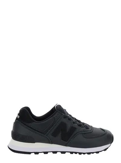 New Balance Black Low Top Sneakers With Logo Patch In Leather Woman