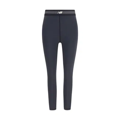 New Balance Black Recycled Polyester Leggings In Gray