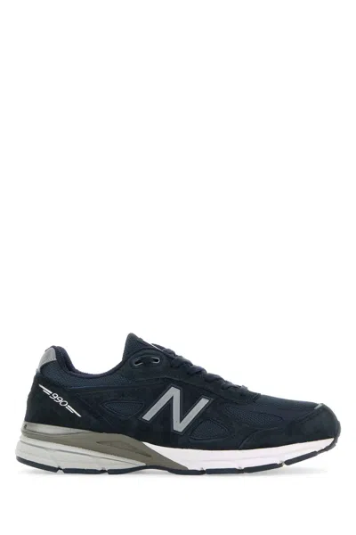 New Balance Blue Fabric And Suede 990v4 Sneakers In Navy