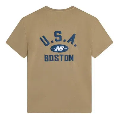 New Balance Boston Tee 'tan Blue' In Brown