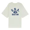 New Balance Boston Tee 'white Blue' In Gray