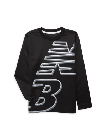 New Balance Kids' Boy's Logo Long Sleeve Tee In Black
