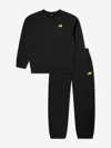 New Balance Boys Brush Back Small Logo Tracksuit In Black