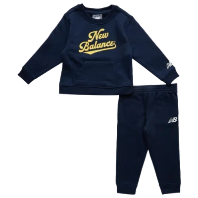 New Balance Kids' Boys Infant   Varsity Script Crew Fleece Set In Blue