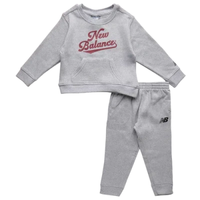 New Balance Kids' Boys Infant   Varsity Script Crew Fleece Set In Gray