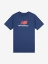 New Balance Boys Jersey Stacked Logo T-shirt In Blue