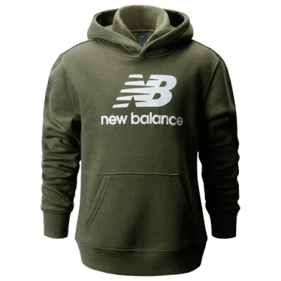 New Balance Kids' Boys   Classic Fleece Hoodie In White/dark Olivine