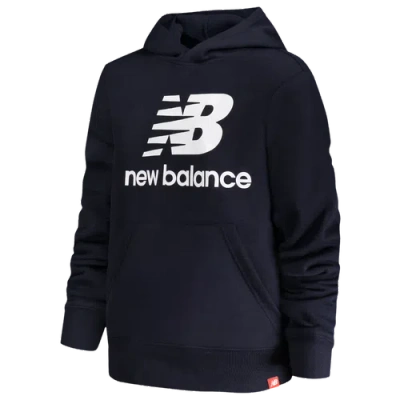 New Balance Boys   Logo Pullover Hoodie In Eclipse/white