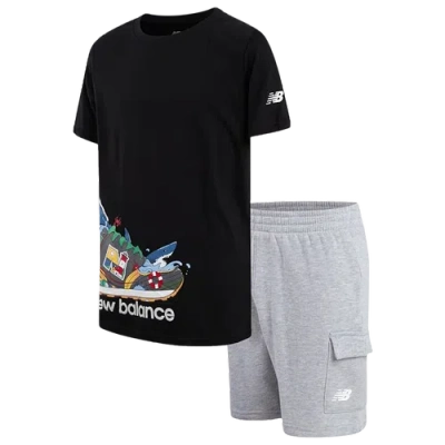 New Balance Kids' Boys Preschool   574 Shark T-shirt And Cargo Shorts Set In Gray