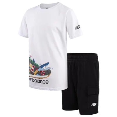 New Balance Kids' Boys Preschool   574 Shark T-shirt And Cargo Shorts Set In Multi
