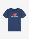 New Balance Boys Jersey Stacked Logo T-shirt In Blue