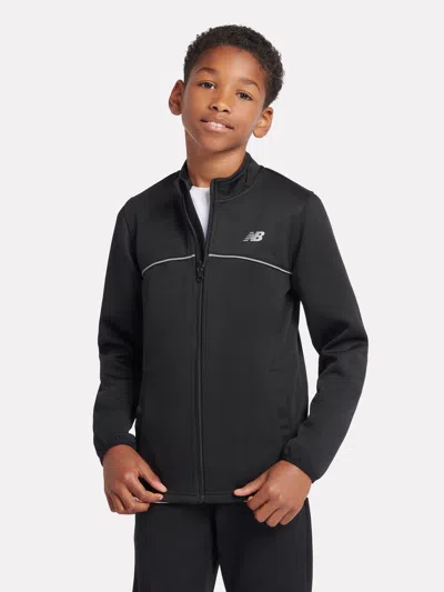 New Balance Kids'  Boys Tricot Funnel Zip Up Top In Black