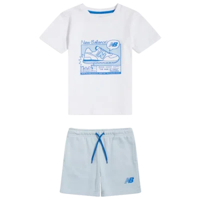 New Balance Kids' Boys T-shirt Short Set In White/blue
