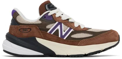New Balance Brown & Beige Made In Usa 990v6 Sneakers In Brown Purple