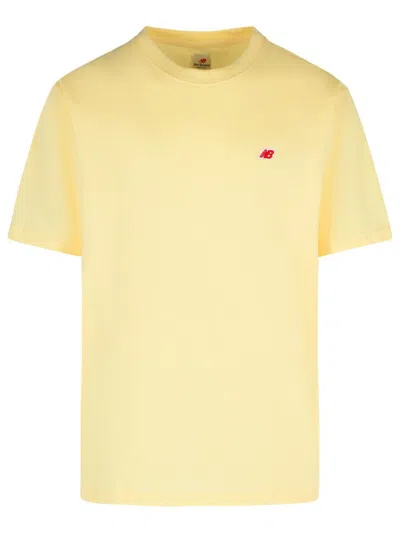 New Balance Brown Cotton T-shirt In Gold