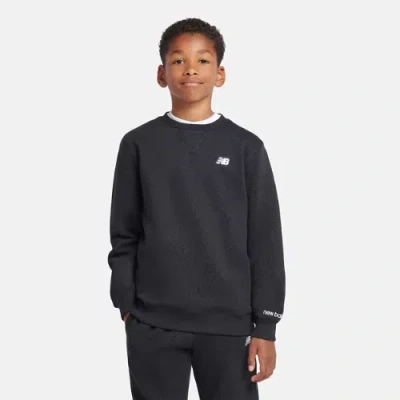 New Balance Kids' Brush Back Small Logo Crew In Black