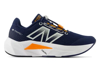 Pre-owned New Balance Bungee Fuelcell Propel V5 Navy Sneakers In Nb Navy Blue/sun Glow/grey Matter