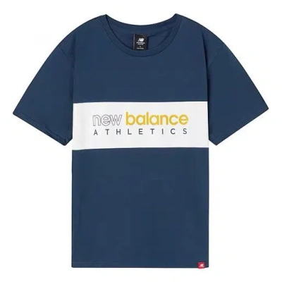 New Balance Casual Sports Pure Cotton Short Sleeve Couple Style Navy Blue