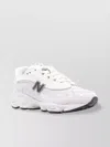 New Balance Chunky Sole Leather Sneakers Mesh Panels In White