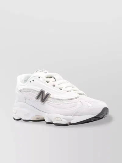 New Balance Chunky Sole Leather Sneakers Mesh Panels In White