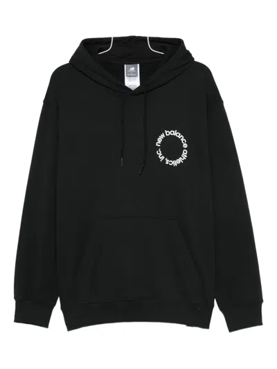New Balance Circular-logo Hoodie In Black