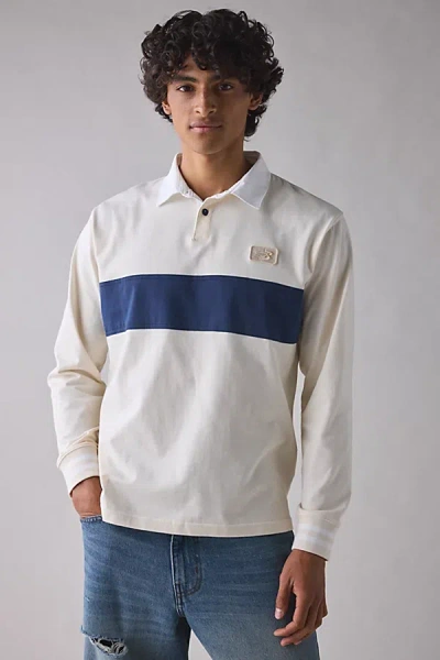 New Balance Classic Rugby Shirt Top In Cream, Men's At Urban Outfitters In White