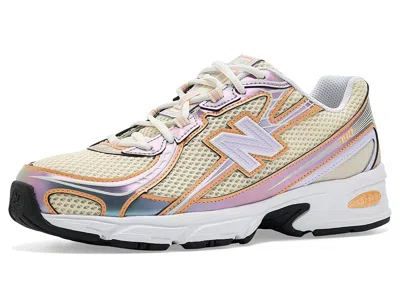 New Balance Classics 740 Shoes Calcium/bright Lavender: Us Men's 5.5 - Women's 7 Medium In Bone