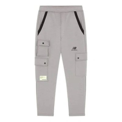 New Balance Cny Logo Cotton Cargo Pants 'grey Black' In Gray