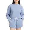New Balance Coastal Fleece Oversize Crop Crewneck Sweatshirt In Blue