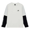 New Balance Contrast Color Stitching Knit Round Neck Long Sleeves White T-shirt In White