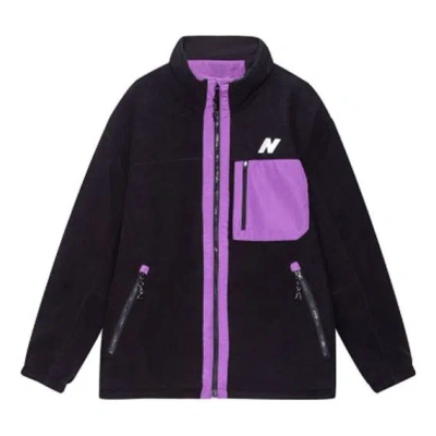 New Balance Contrasting Colors Polar Fleece Jacket Purple In Black