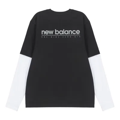 New Balance Contrasting Colors Sports Round Neck Pullover Black T-shirt