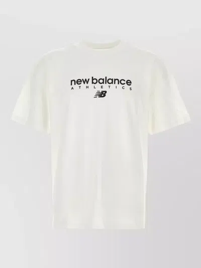 New Balance Cotton Crew Neck Short Sleeve T Shirt In White