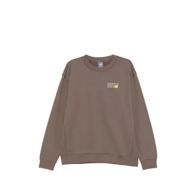New Balance Cotton Crew Neck Sweatshirt In Brown