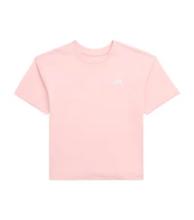 New Balance Kids' Cotton Embroidered Logo T-shirt In Pink