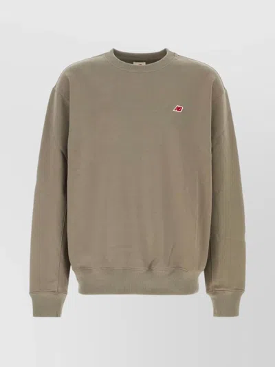 NEW BALANCE COTTON SWEATSHIRT WITH RIBBED CUFFS AND HEM
