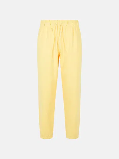New Balance Cream Cotton Pants In Yellow