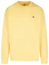 New Balance Cotton Crew Neck Sweatshirt With Ribbed Cuffs In Yellow