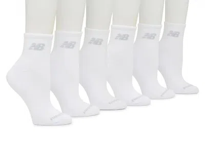 New Balance Cushioned Quarter Socks 6 Pack In White