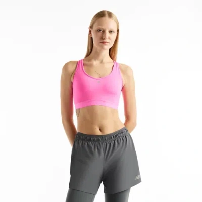 New Balance Damen Nb Essential Run Bra In Rosa, Poly-strick, Grösse L In Multi