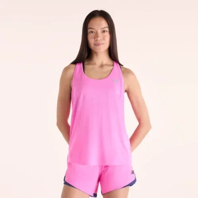 New Balance Damen Rc Essential Tank In Rosa/grau, Poly-strick, Grösse Xl In Pink