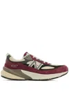 New Balance Bordeaux Suede And Mesh Sneakers With Iconic Logo In Red