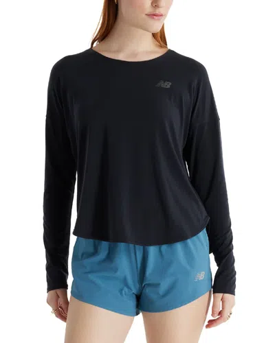 New Balance Drapey Jersey Long Sleeve T-shirt In Black
