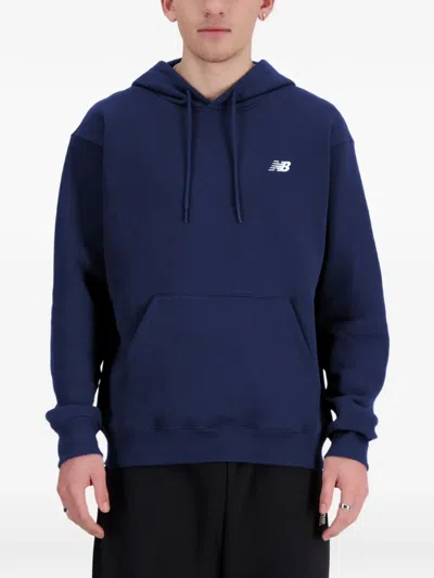 New Balance Drawstring Hooded Hoodie In Blue