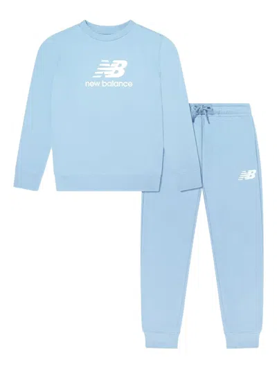 New Balance Kids' Drawstring Logo-print Tracksuit In Blue