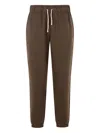New Balance Elastic-waistband Logo-patch Track Pants In Brown