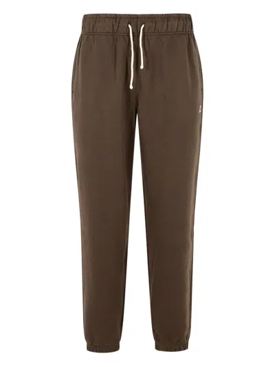 New Balance Elastic-waistband Logo-patch Track Pants In Brown