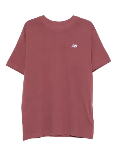 New Balance Embroidered-logo Cotton T-shirt In Red