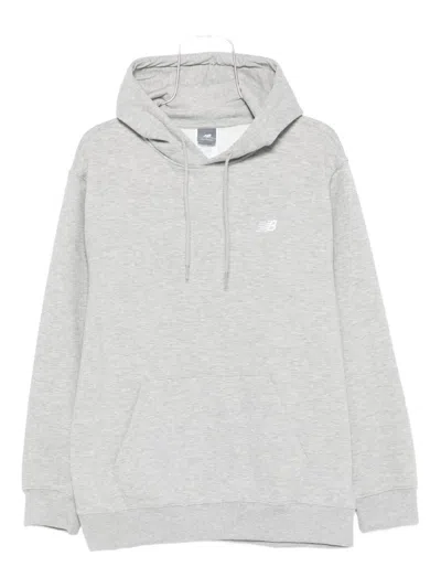 New Balance Embroidered-logo Hoodie In Gray