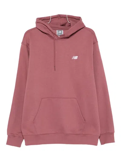 New Balance Embroidered-logo Hoodie In Pink